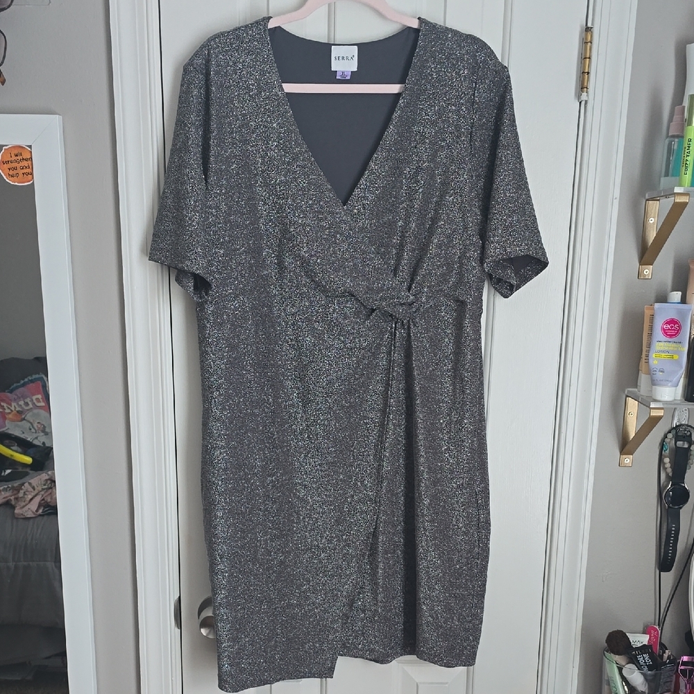 Serra Shimmering Silver Mini Dress